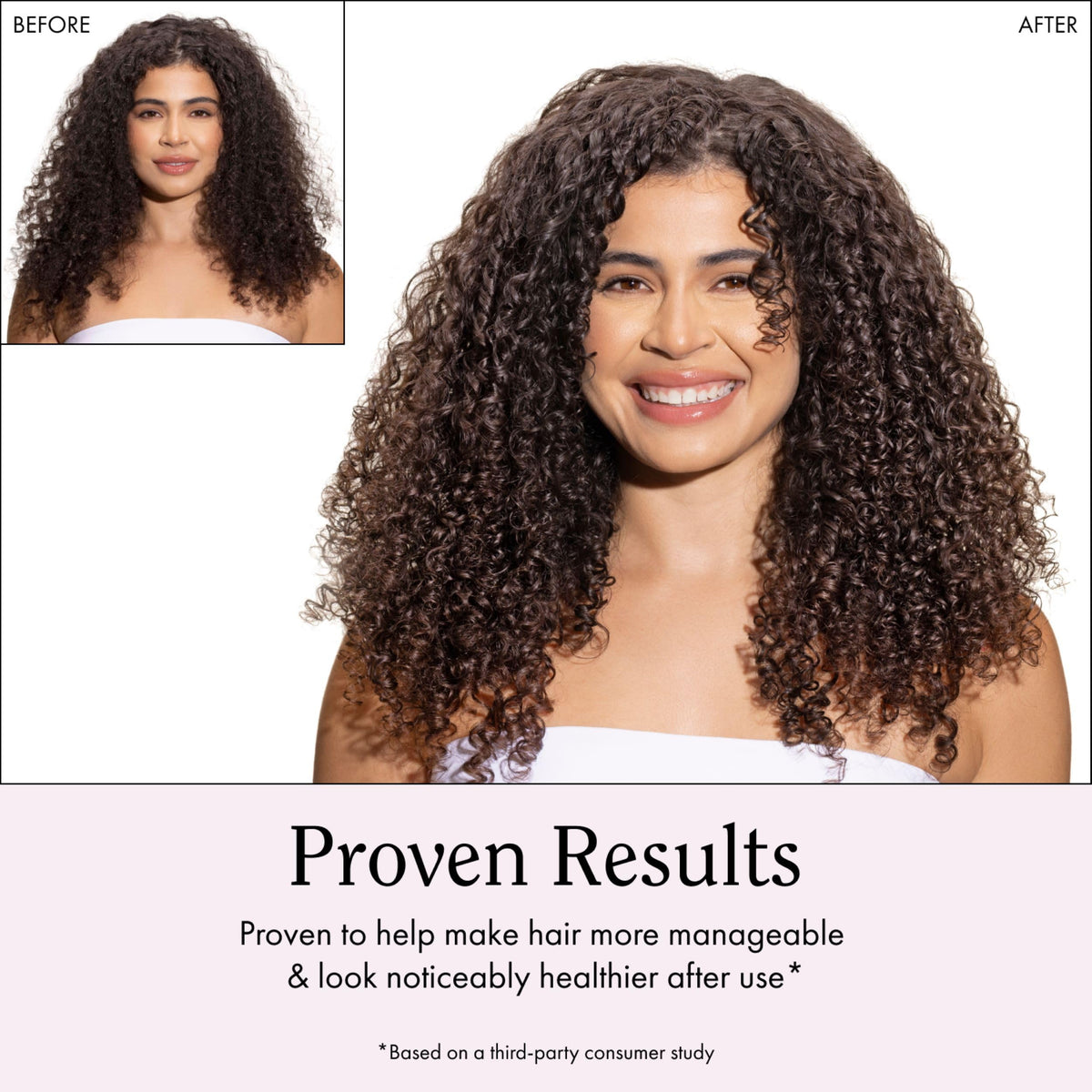 Rizos Curls curl cream applied to hair in hand for defined, frizz-controlled curls