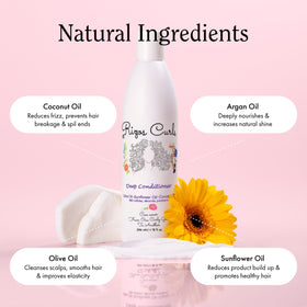 Rizos Curls deep conditioner being smoothed through curls for easy detangling