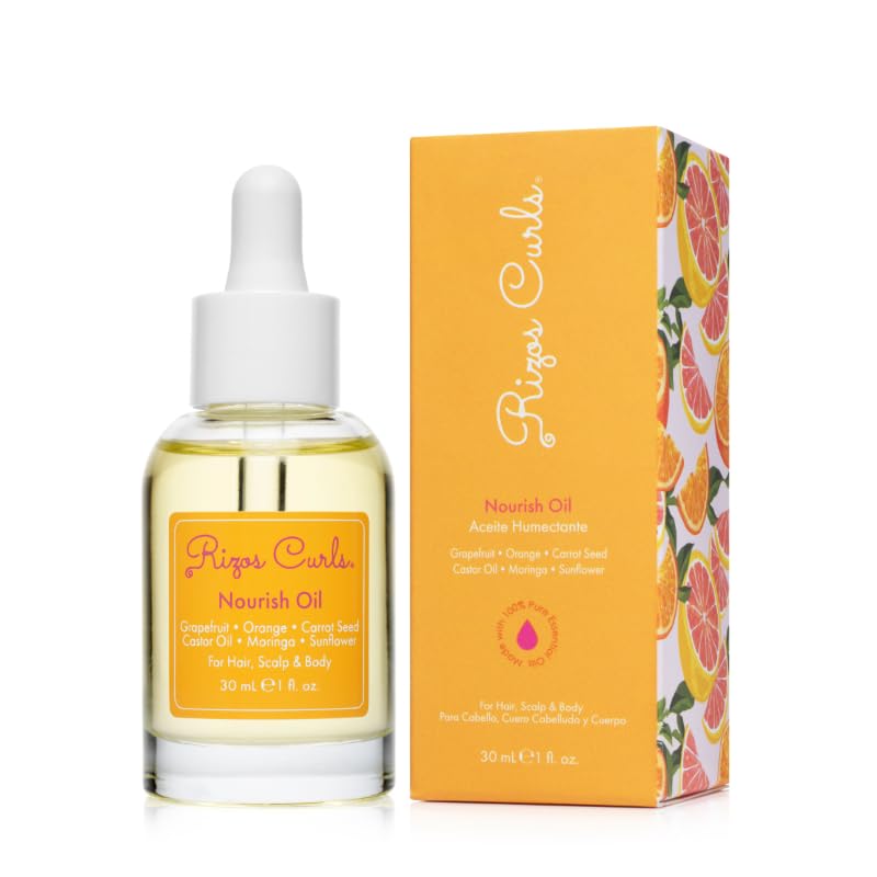Rizos Curls front packaging showing bottle and label, highlights product benefits