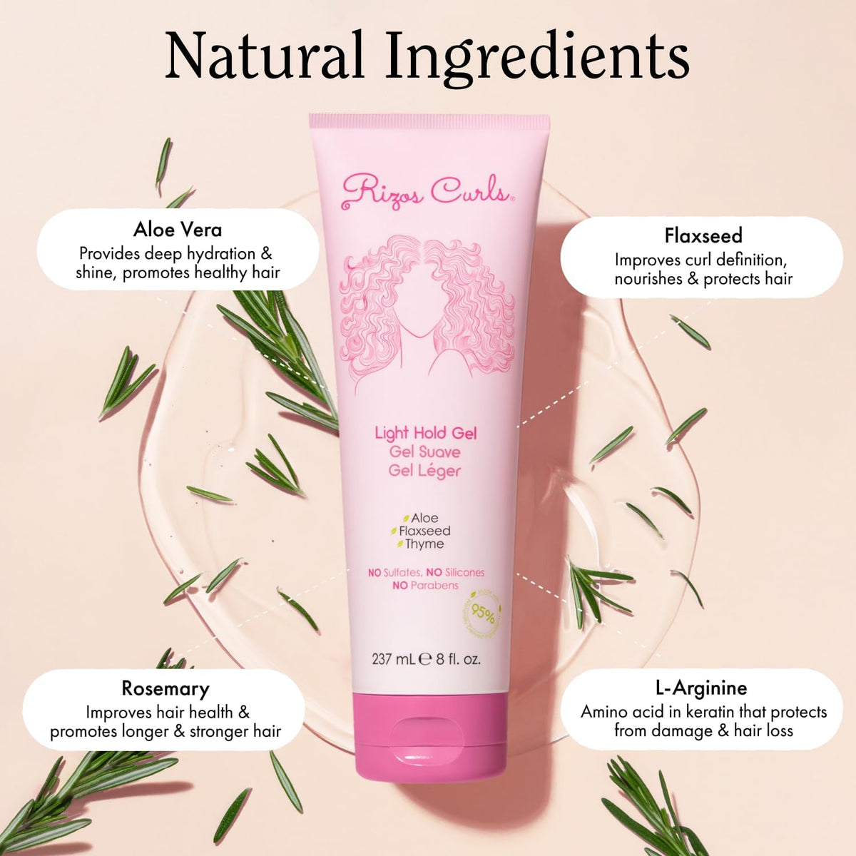 Rizos Curls gel being diffused into curls to boost volume and definition