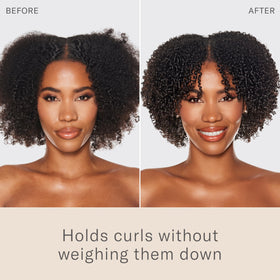 Rizos Curls pump dispensing gel drop, precise control for styling benefit