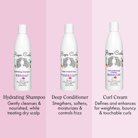 Rizos Curls hydrating shampoo pump detail demonstrating easy dispensing