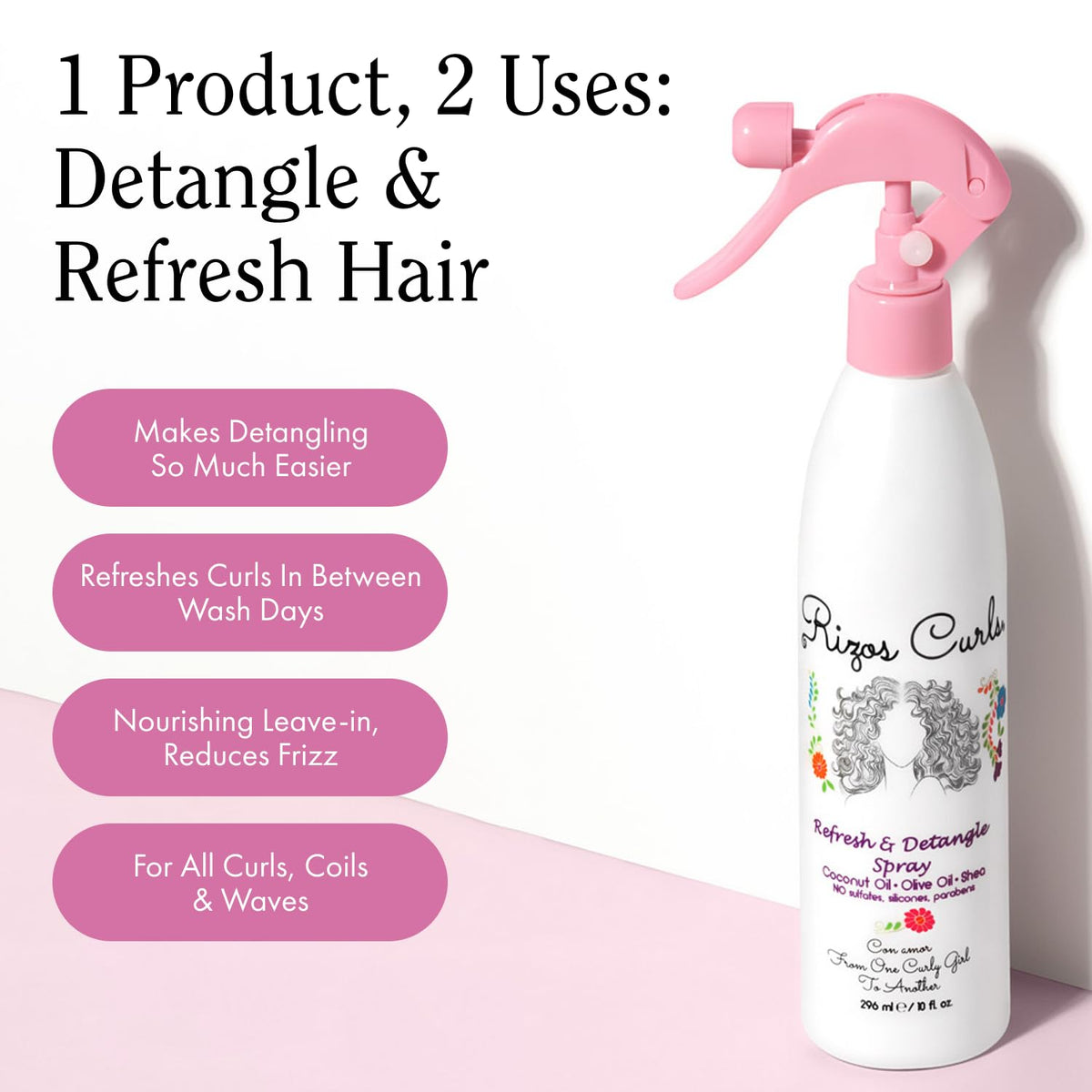 Rizos Curls in-use refresh on curly hair for quick detangling and definition