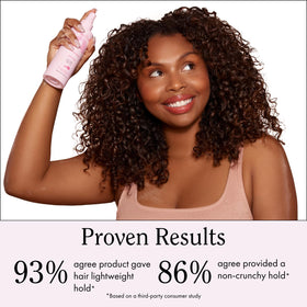 Rizos Curls label detail showing ingredients and alcohol-free benefit