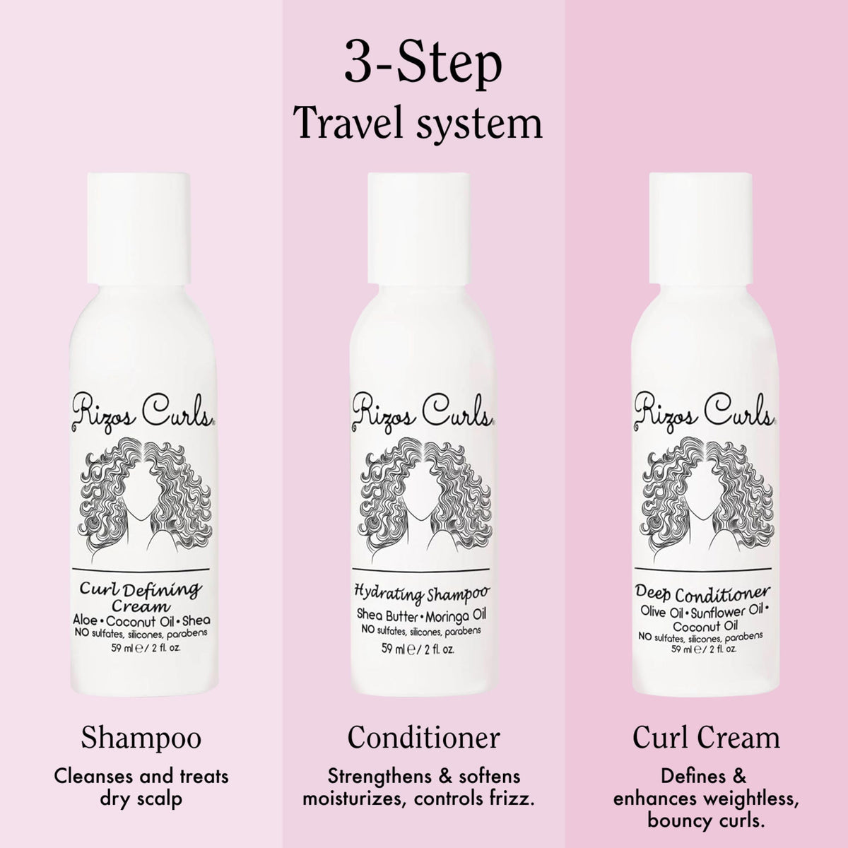 Rizos Curls hydrating shampoo pour showcasing gentle lather and moisture