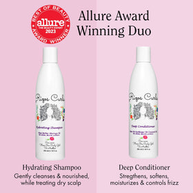 Rizos Curls shampoo pump dispensing gentle lather for soft cleansing