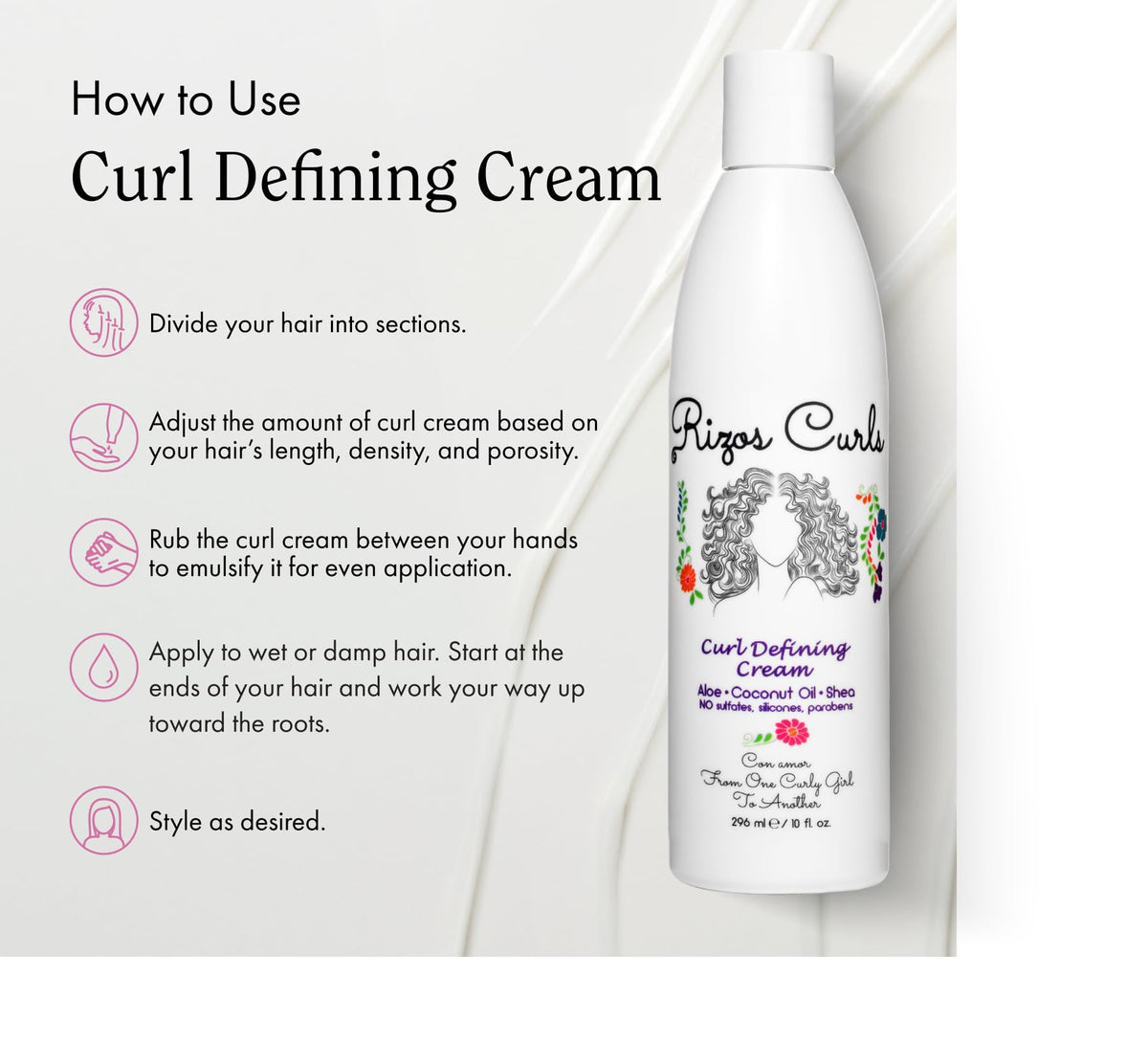 Rizos Curls being scrunched into curls showing enhanced definition benefit
