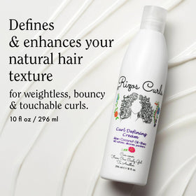 Rizos Curls cream texture close-up highlighting lightweight spreadability
