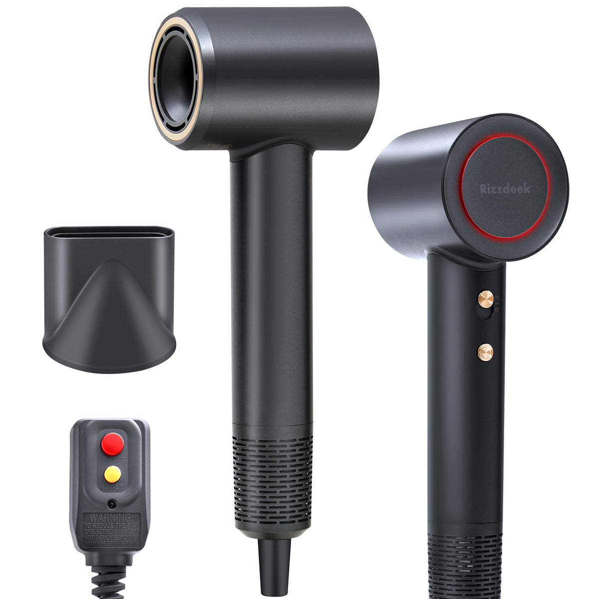 Rizzdeek front view showing sleek black body and ergonomic shape for easy handling