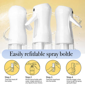 RMNJPW spraying fine mist on hair for even styling and hydration
