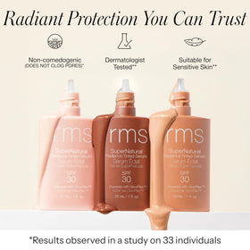 RMS Beauty 1 oz bottle next to coin showing compact travel-friendly size