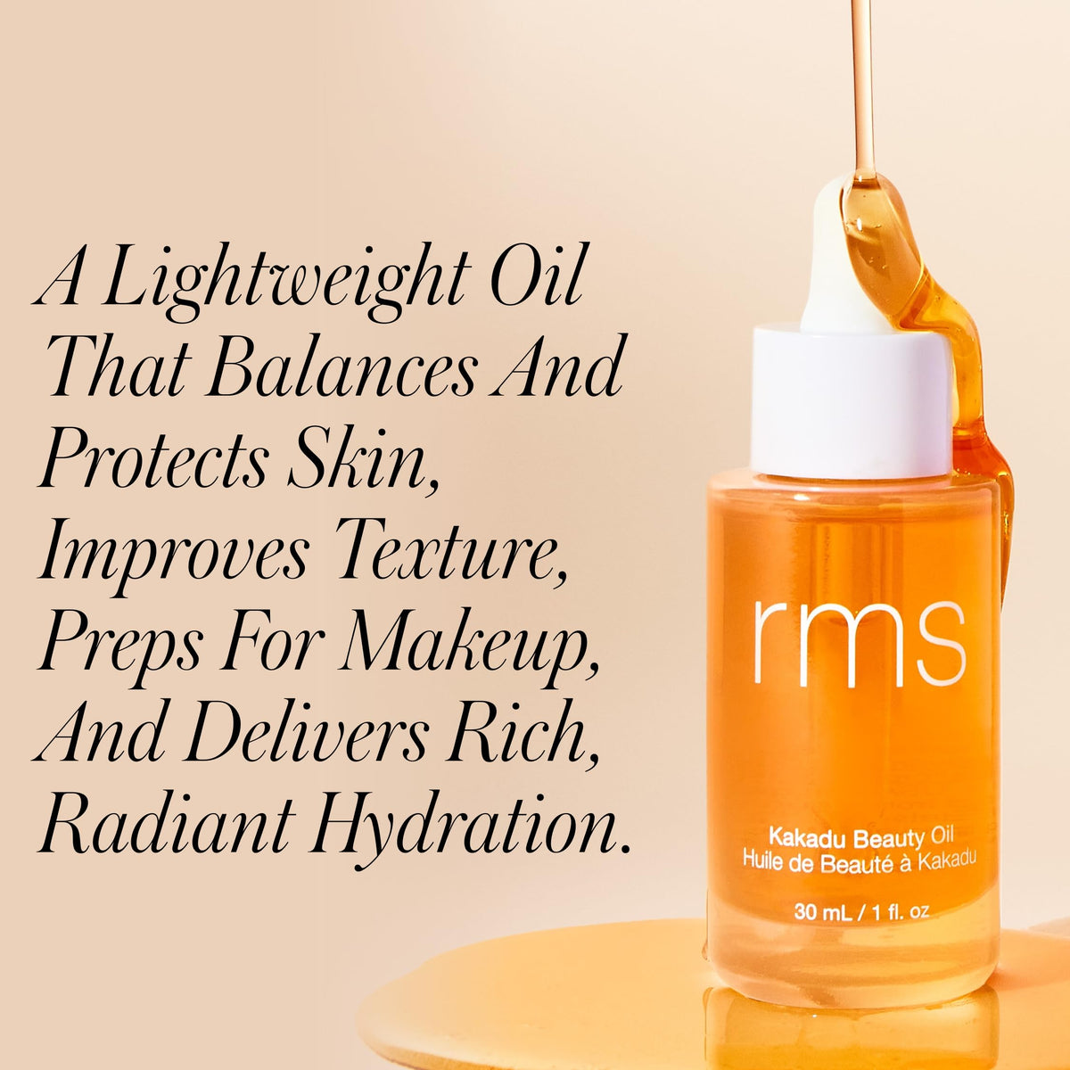 RMS Beauty pipette dispensing a drop illustrating easy precise application