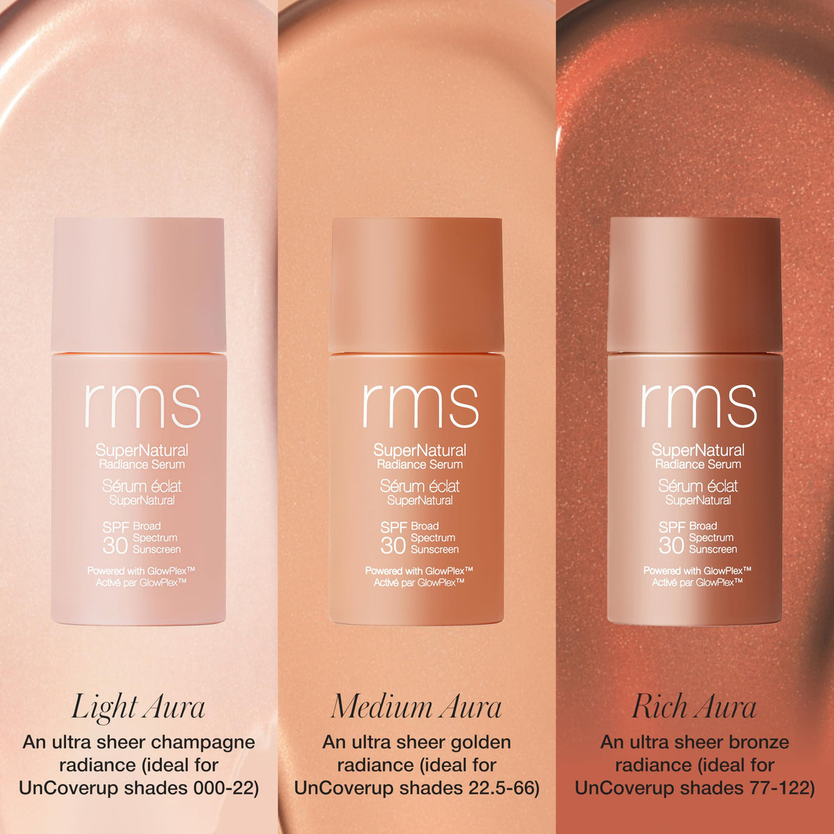 RMS Beauty model outdoors with dewy skin showing SPF protection benefit