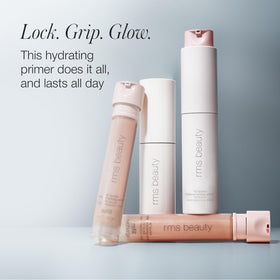 RMS Beauty primer label closeup emphasizing key actives for pore refinement