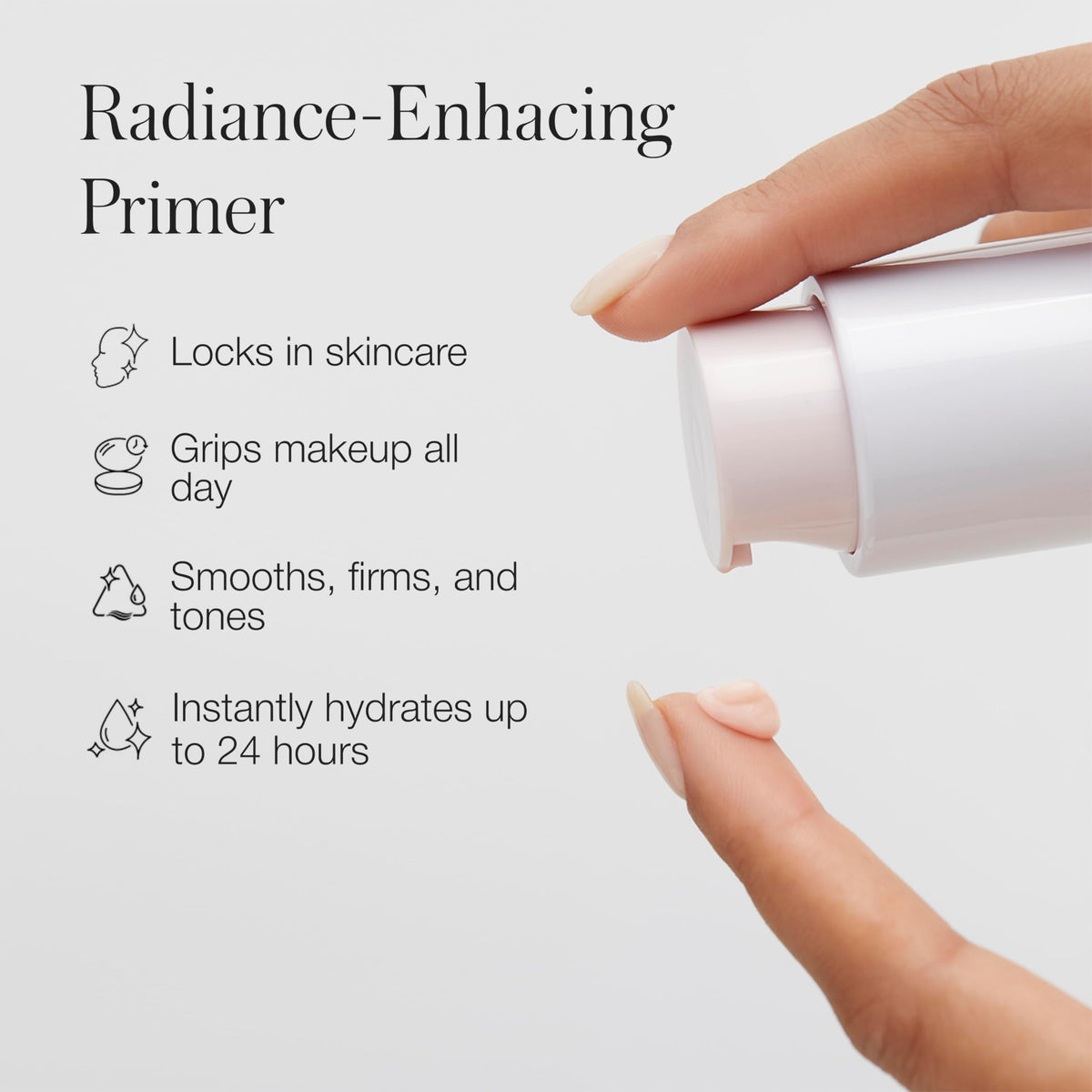 RMS Beauty primer open dispenser detail highlighting easy refill and hygienic use
