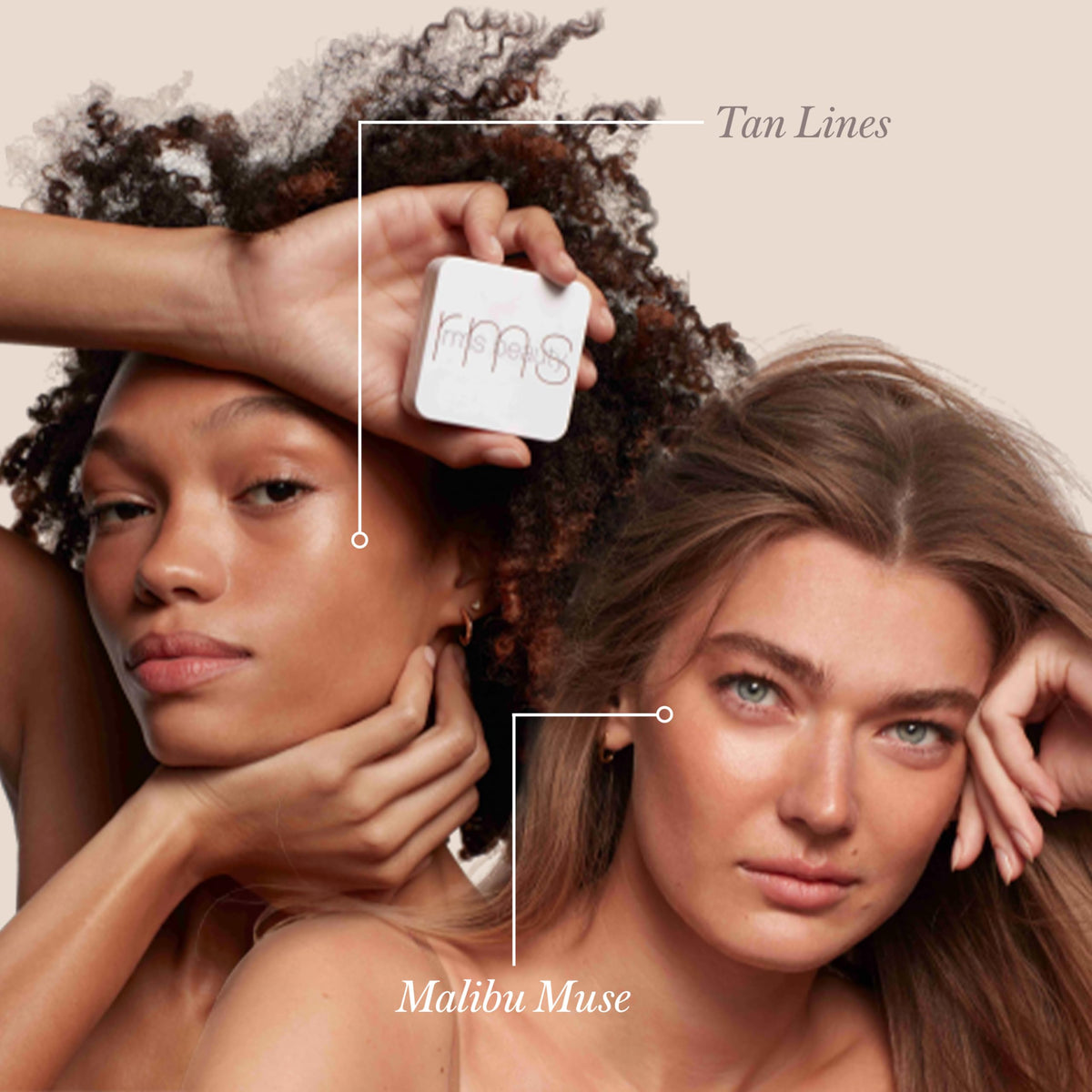 RMS Beauty application with brush on cheek showing natural sculpting benefit