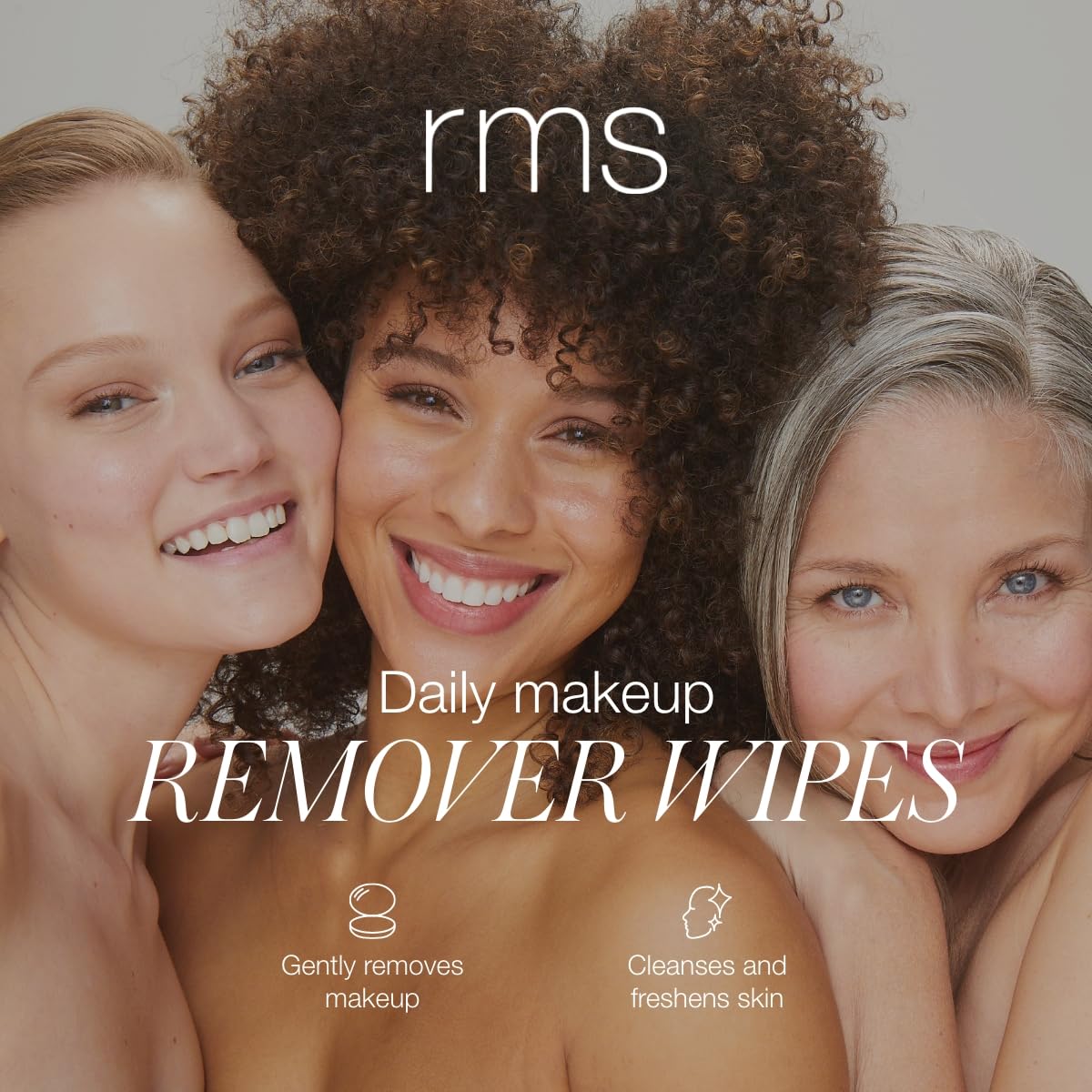 RMS Beauty close-up of wipe texture demonstrating soft compostable fibers for gentle cleansing