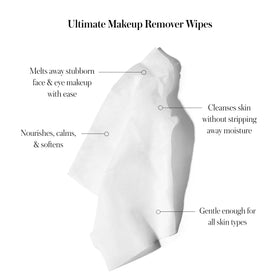 RMS Beauty single wrapped wipe opened to reveal coconut-oil soaked cloth for quick removal