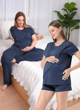 Rnxrbb long pants waist close-up showing adjustable high rise for postpartum support