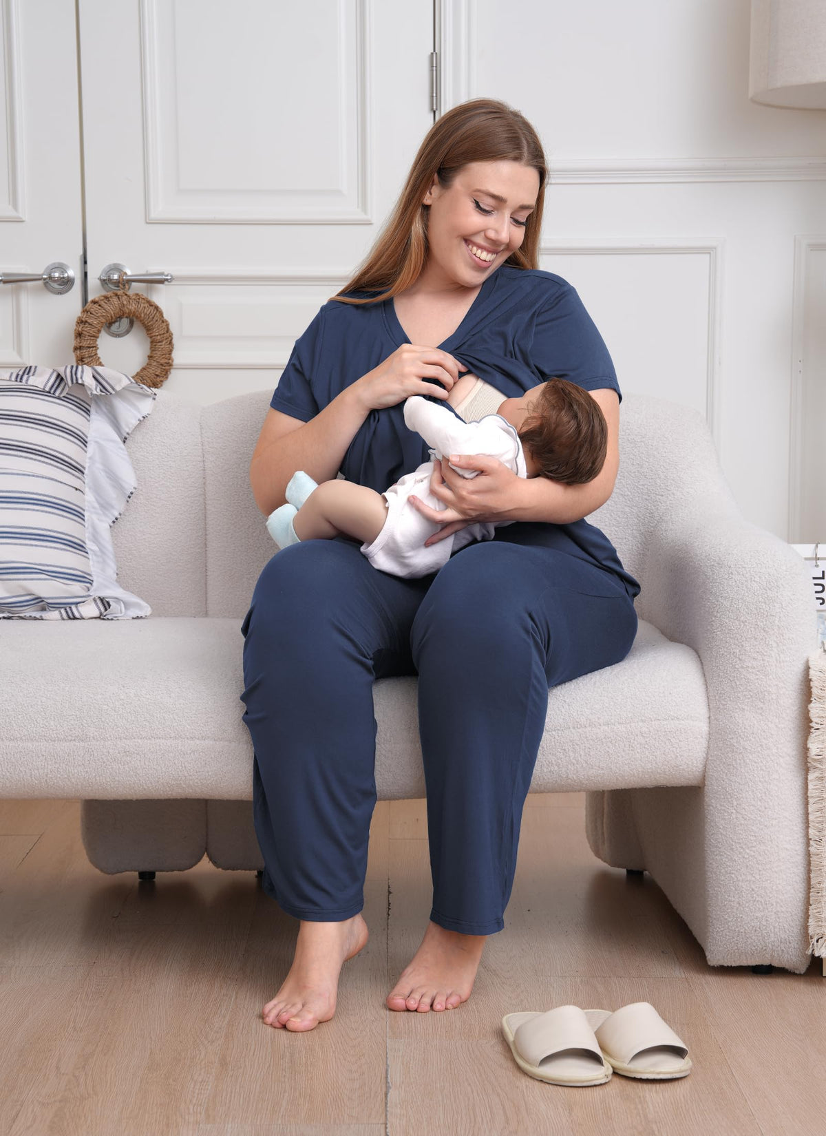 Rnxrbb detail of nursing shorts waistband showing adjustable comfort for pregnancy