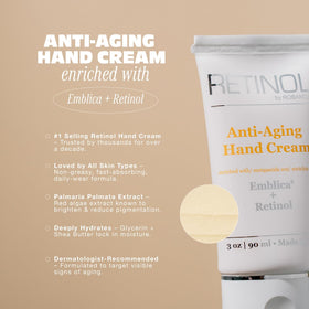 Robanda being applied to hands demonstrating smoother skin benefit