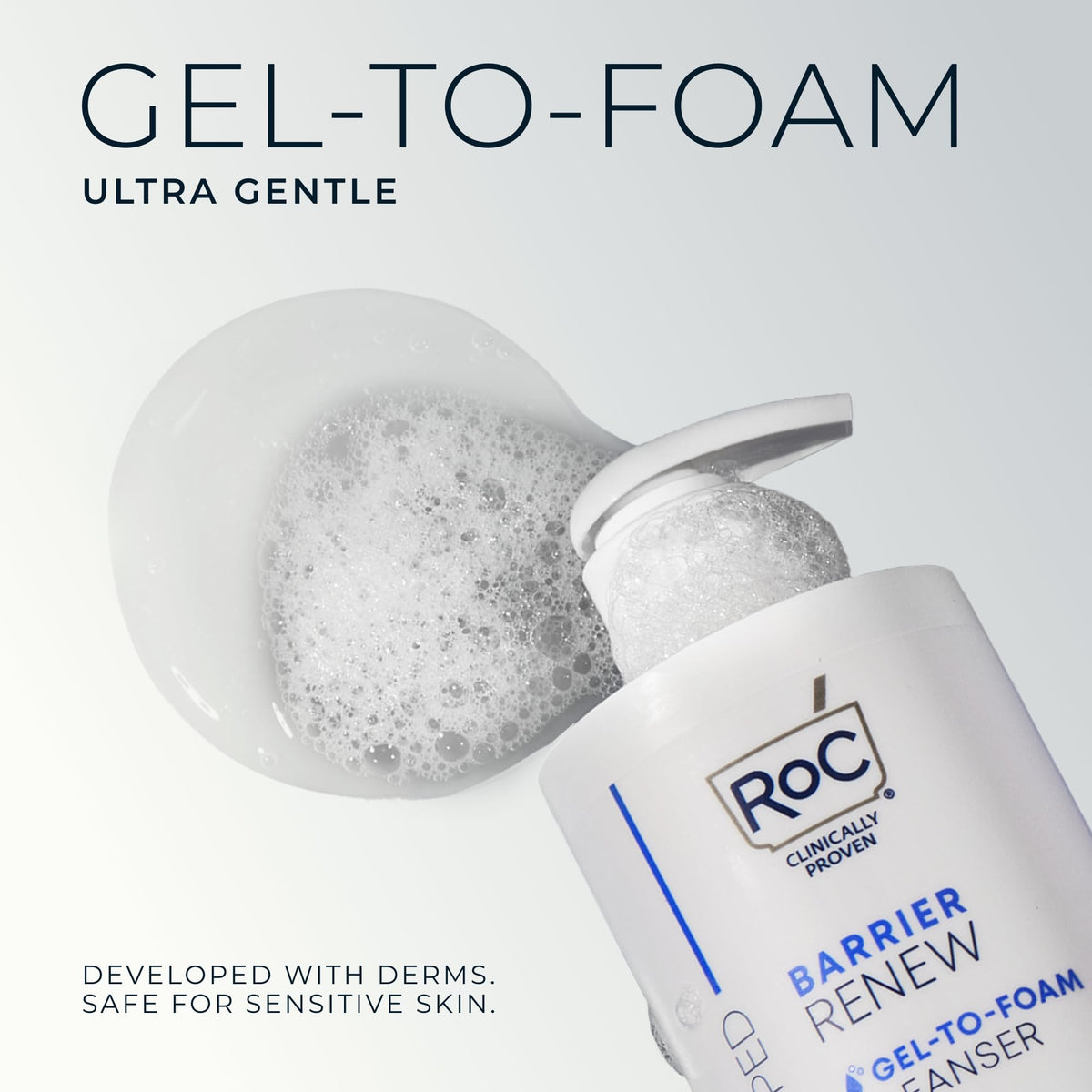 RoC gel texture close-up highlighting smooth gel-to-foam conversion