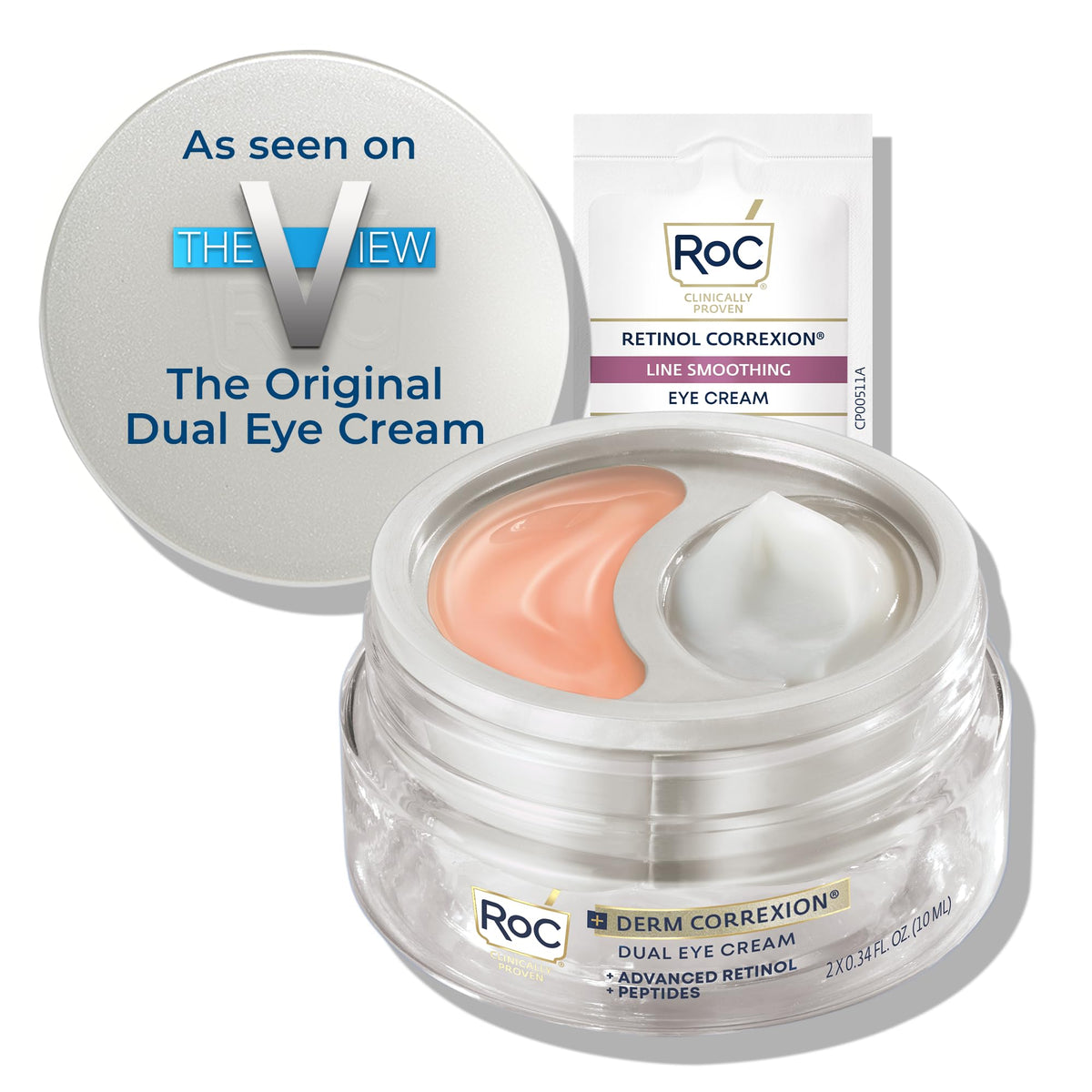 RoC dual eye cream front packaging showing product and benefits