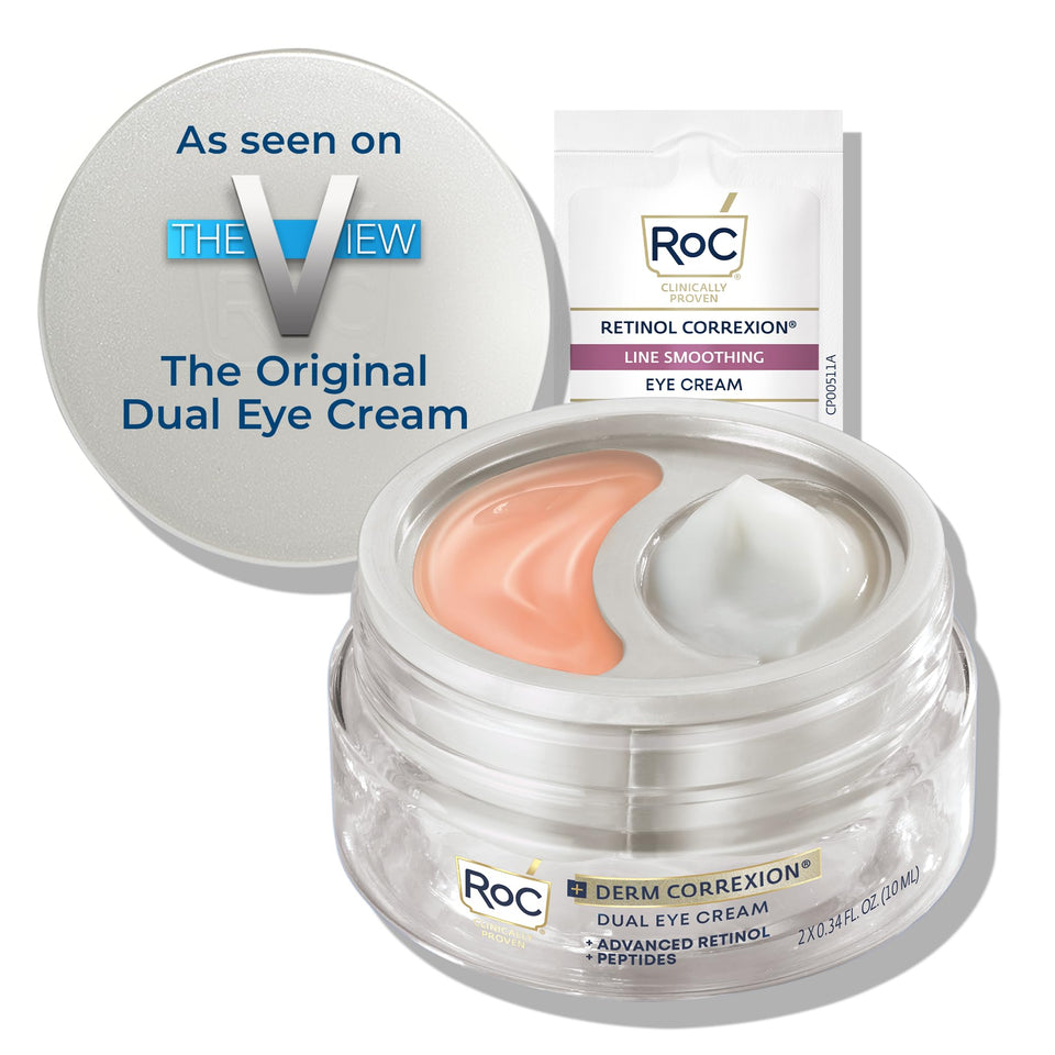 RoC dual eye cream front packaging showing product and benefits