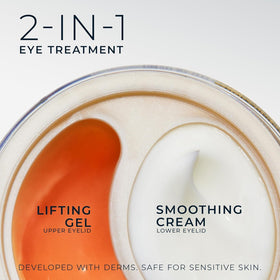 Applying RoC upper-eye gel on eyelid to help lift and firm