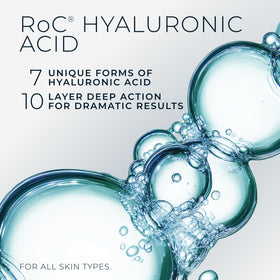 RoC ingredient callout image showing hyaluronic and peptide focus for plumping benefits
