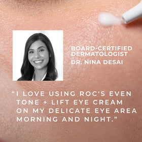 RoC ingredient label with niacinamide and Hexyl‑R Complex benefits
