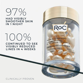 RoC opened capsule dispensing serum for measured, mess-free use