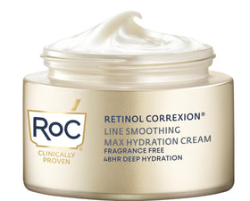 RoC jar front view showing label and 1.7 ounce size, clear product benefit