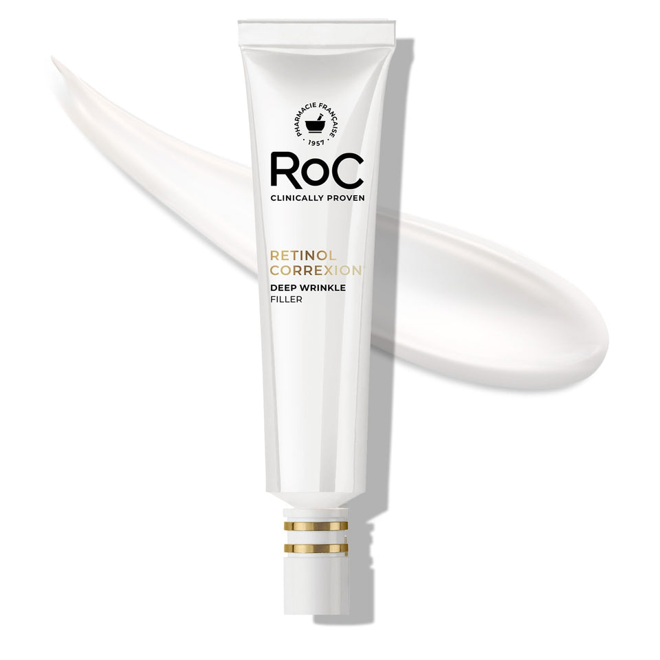 RoC front packaging showing wrinkle filler bottle and benefits