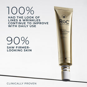 RoC label close-up highlighting retinol and SPF ingredients