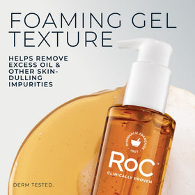 RoC cleanser applied to damp face emphasizing gentle massage and cleanse