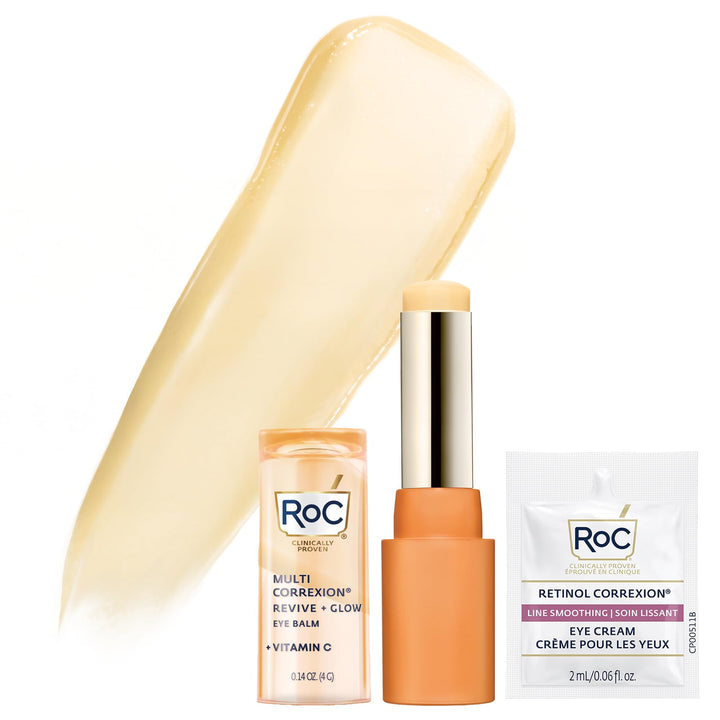 RoC front view of Revive + Glow eye balm stick proving fast brightening