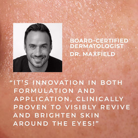 RoC ingredient layout showing Vitamin C and peptides for brighter eyes