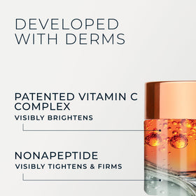 RoC ingredient composition graphic emphasizing 10% vitamin C benefits
