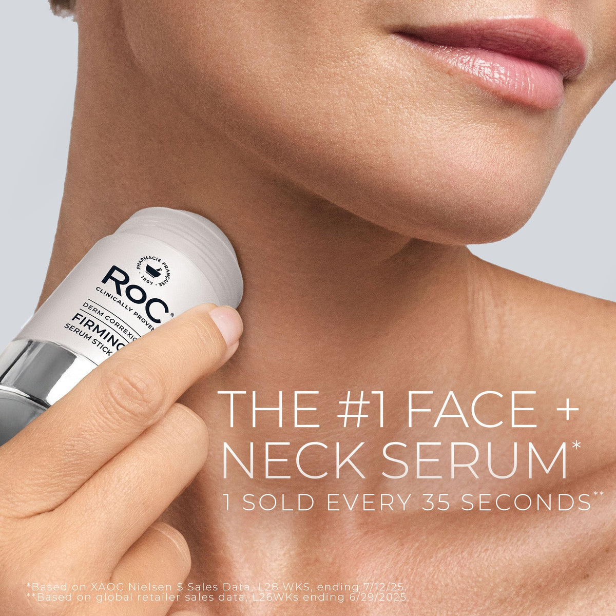 RoC stick application closeup showing precise placement and controlled coverage benefit
