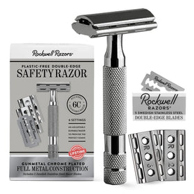 ROCKWELL RAZORS 6C front view showing gunmetal finish and solid build for lasting performance