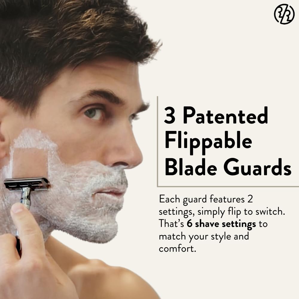 ROCKWELL RAZORS eco-friendly box with five recyclable blades for immediate cost savings