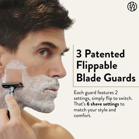 ROCKWELL RAZORS eco-friendly box with five recyclable blades for immediate cost savings