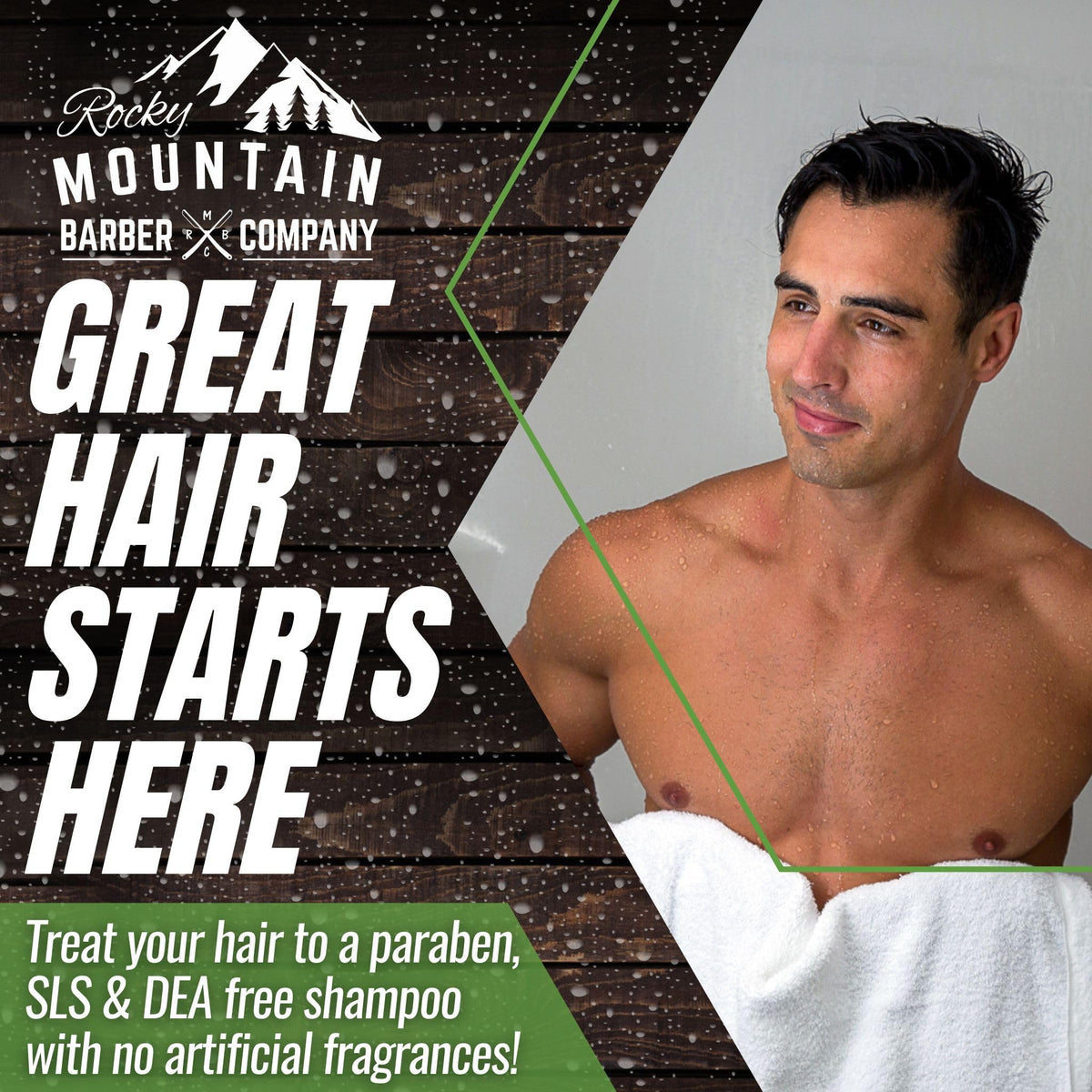 Rocky Mountain Barber Company back label with ingredients list for clear transparency benefit