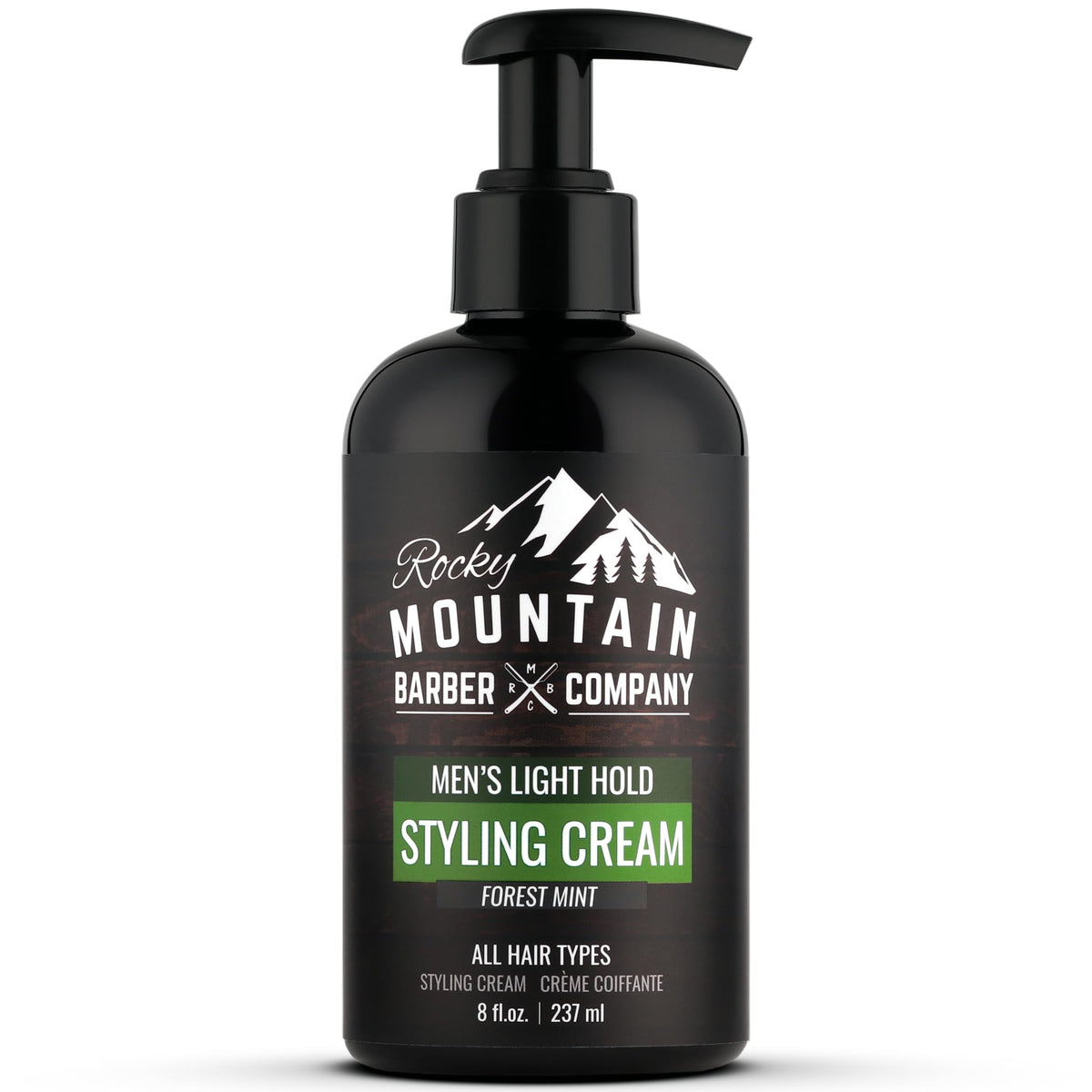 Rocky Mountain Barber Company front packaging showing bottle and label benefit styling control