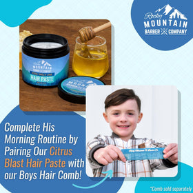 Rocky Mountain Barber Company label and ingredient panel, highlights no artificial fragrance