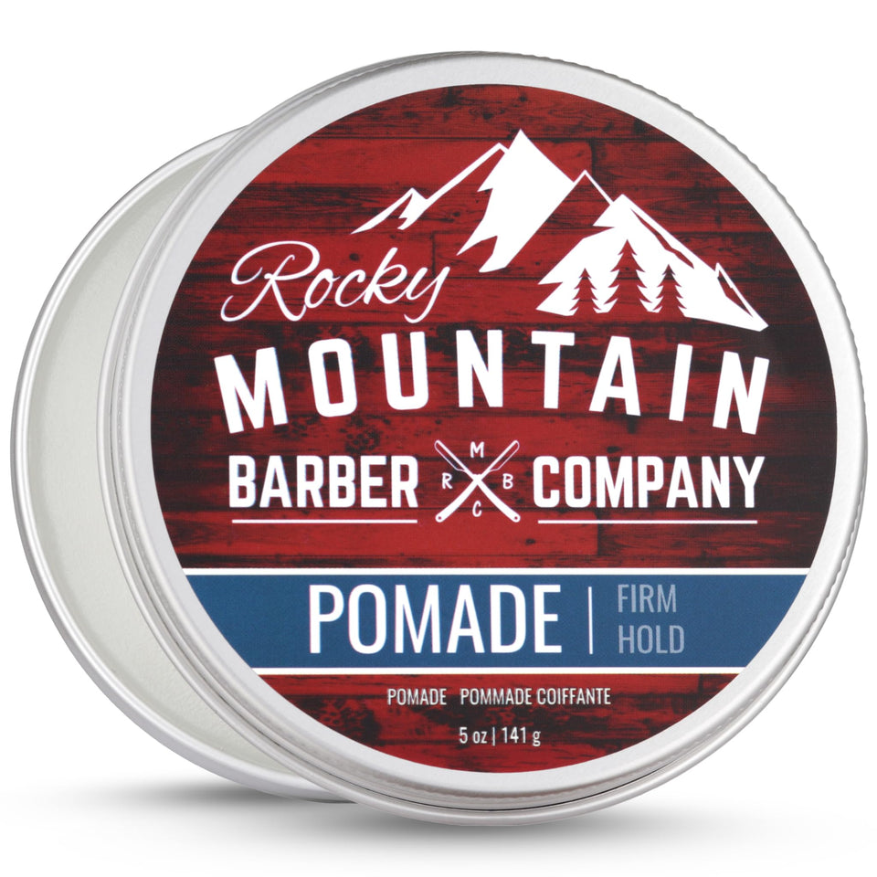 Rocky Mountain Barber Company front tub view showing label and packaging benefit