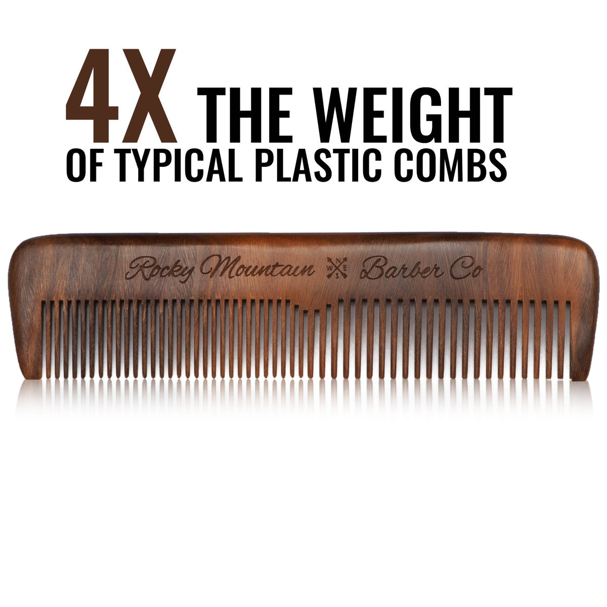 Rocky Mountain Barber Company comb being used on beard demonstrating gentle detangling