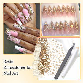 RODAKY rhinestones placed on nail art demonstrating salon-ready sparkle and dimension
