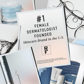 RODAN + FIELDS on bathroom shelf styled in routine to suggest daily use